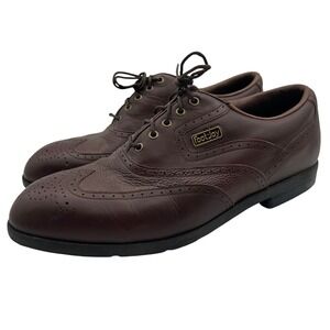FootJoy DryJoys Brown Leather Wingtip Golf Shoes Mens 9 M 53535 Waterproof Spike